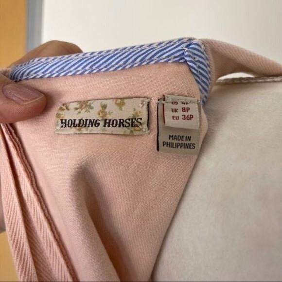 Anthropologie Holding Horses Regatta Wrap Dress Size 4P Pink Halter Style Cotton - Picture 12 of 12